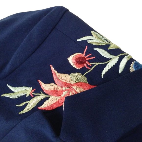 Vintage Y2K Blazer Chadwicks of Boston Floral Embroidered Ladies-8(M) Navy - Picture 5 of 12